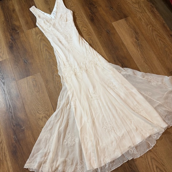 Vintage 100% Silk Beaded Dress Vintage Wedding Dress Vintage Silk Beaded Wedding - Picture 13 of 17